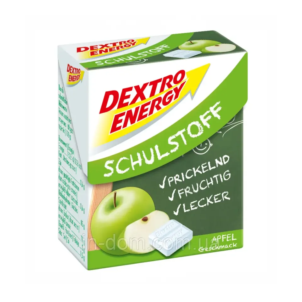 Dextro Energy Traubenzucker Apfel Декстроза Цукерки з виноградним цукром зі смаком яблука, 50 г - Зображення 2